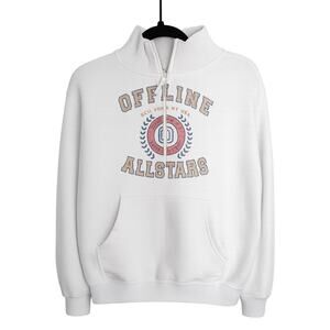 OFFLINE by Aerie Allstars Quarter Zip Sweatshirt XS White Mock Neck Varsity